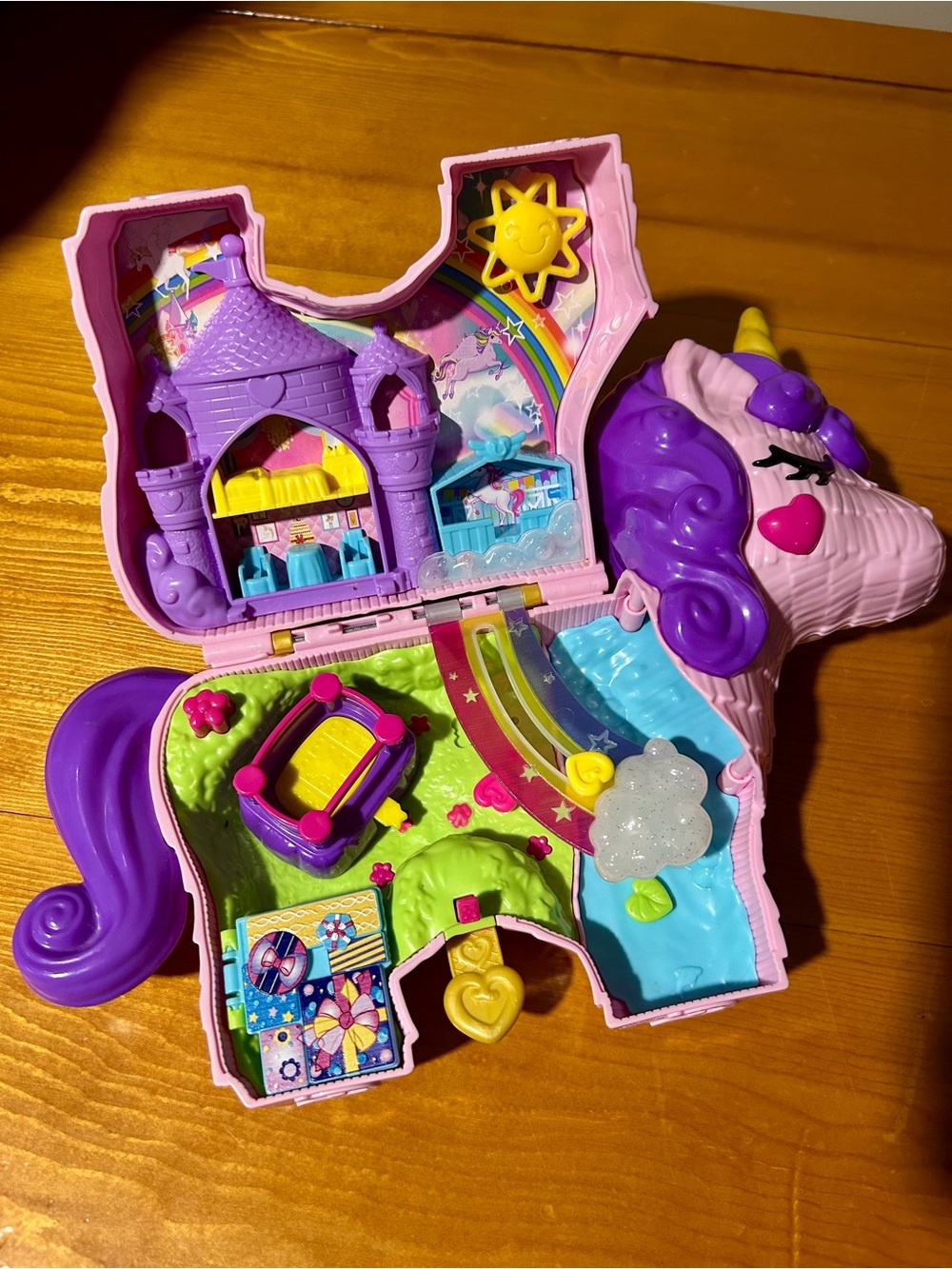 (3/$10) Pink and Purple Unicorn Polly Pocket Playset